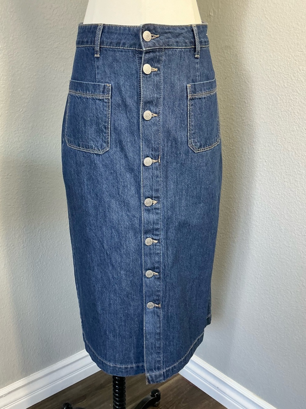 Marc New York Jeans Button Front Denim Midi Skirt NWT Size 6
